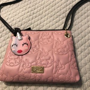 Betsy Johnson purse. Pink and white.